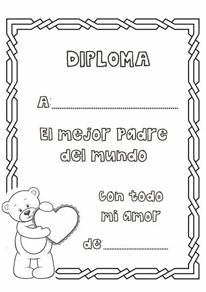 Diplomas con frases del Día del Padre para descargar y colorear ...