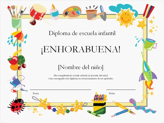 Diplomas Gratis Para Imprimir Esculas Infantiles | Diplomas ...