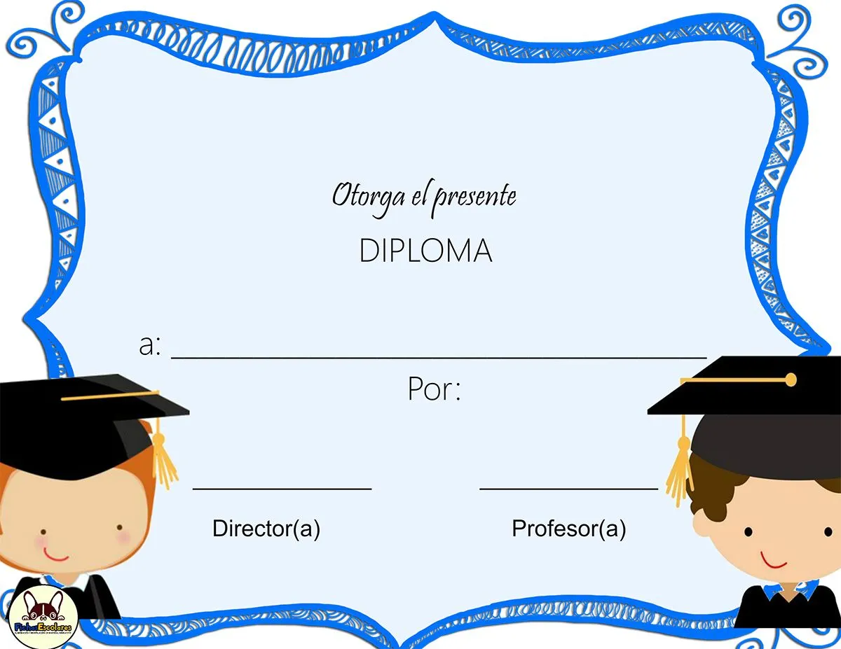 Diplomas infantiles escolares para niños para Imprimir Gratis