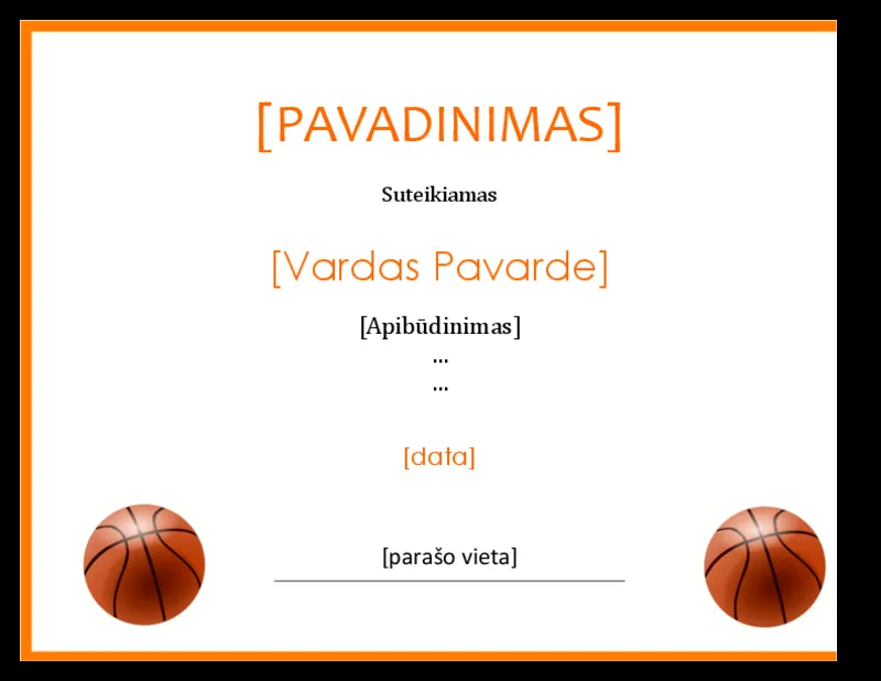 Diplomas su krepšinio kamuoliais - šablonas, forma, pavyzdys ... Diplomas su krepšinio kamuoliais - šablonas, forma, pavyzdys ...