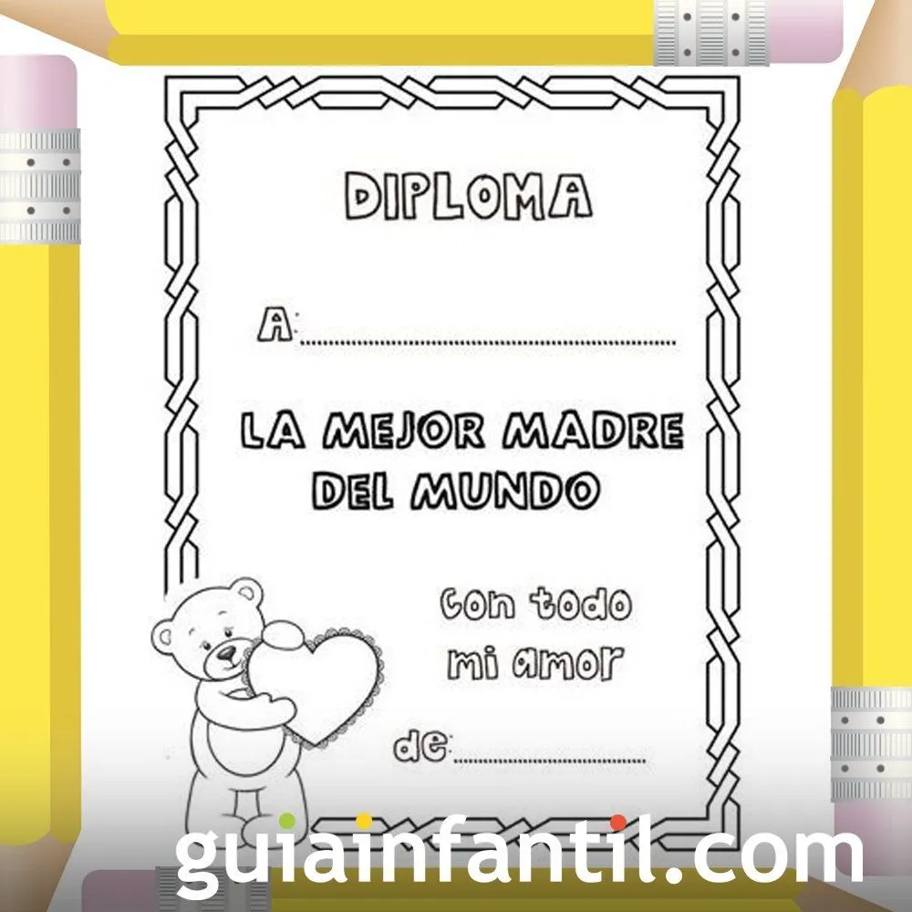 Diplomas Día de la Madre. Dibujos para colorear con niños Diplomas Día de la Madre. Dibujos para colorear con niños