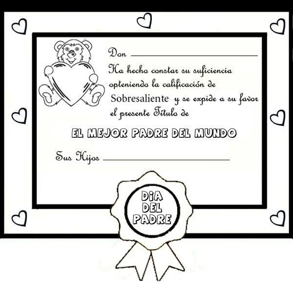 Diplomas Día del Padre. Dibujos para colorear con niños Diplomas Día del Padre. Dibujos para colorear con niños