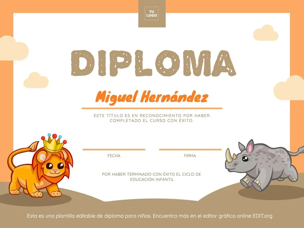 Diplomas y reconocimientos editables para niños Diplomas y reconocimientos editables para niños