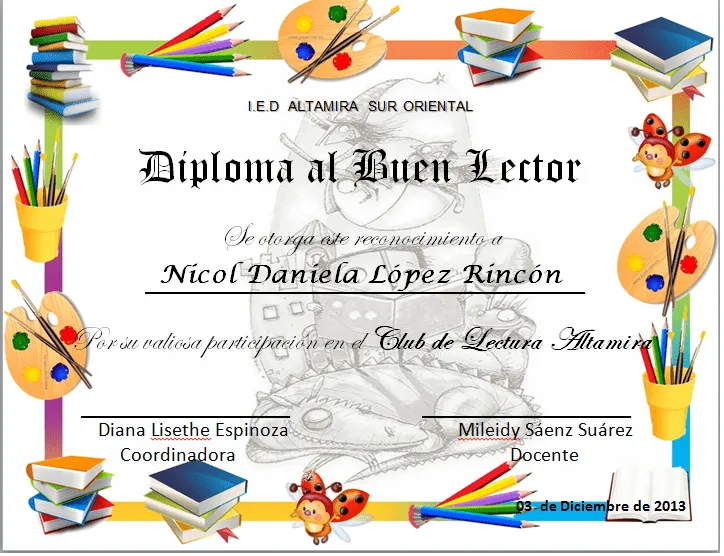 Diplomas para preescolar de reconocimiento - Imagui
