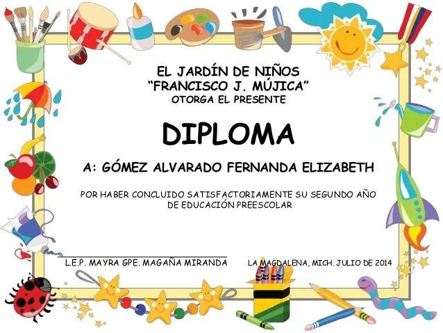 Diplomas o reconocimientos para llenar para educacion inicial - Imagui