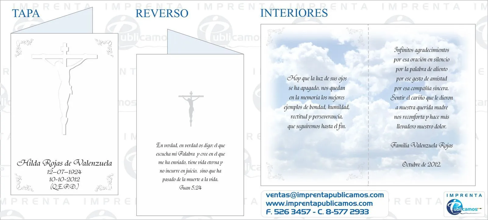 Díptico Jesús 5 / Tarjetas de Agradecimiento de Condolencia ... Díptico Jesús 5 / Tarjetas de Agradecimiento de Condolencia ...