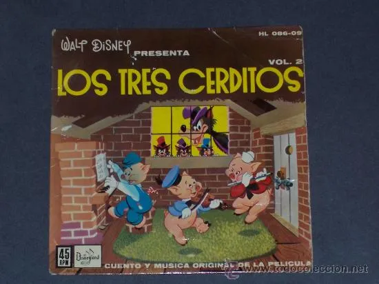 Disco cuento Walt Disney. Los tres cerditos, volumen 2. Hispavox ...