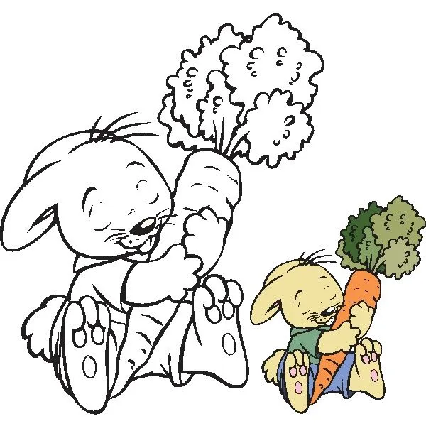 Disegni per Pasqua: i coniglietti con la carota - Disegni da colorare Disegni per Pasqua: i coniglietti con la carota - Disegni da colorare