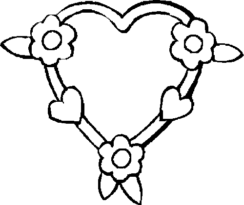 Disegno da colorare cuore adornato da margherite e cuoricini ...