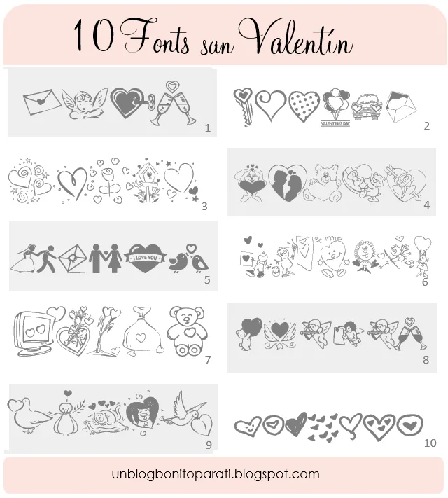 Diseño de blogs: Tipos de letras para San Valentin