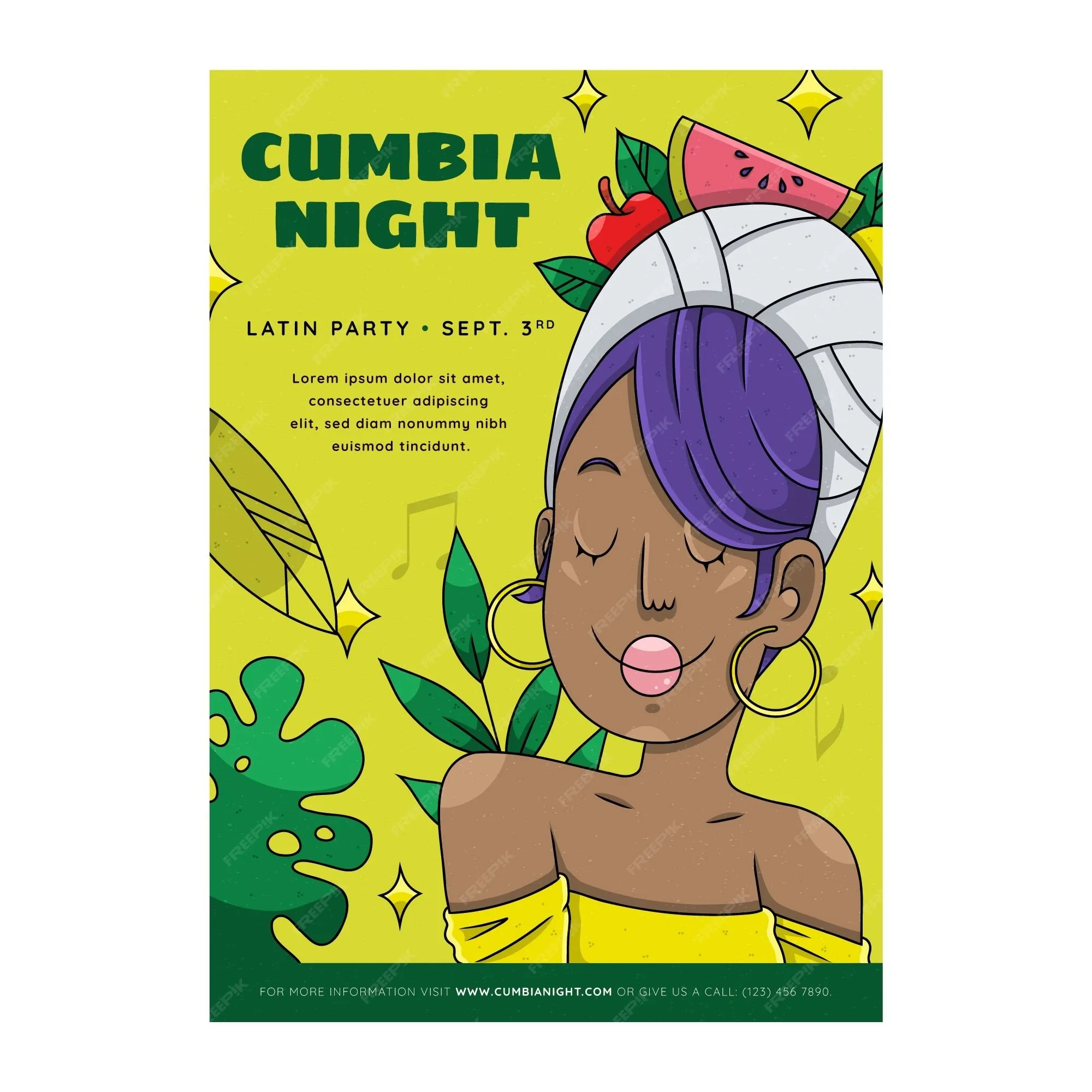 Diseño de carteles de fiesta de cumbia dibujados a mano. | Vector Premium