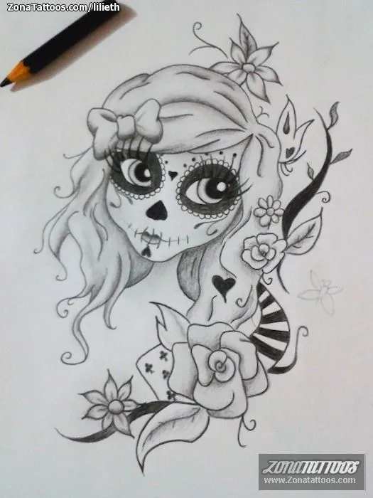 Diseño de Catrinas - ZonaTattoos.com | Dibujo de calavera, Cómo dibujar  cosas, Catrinas dibujo