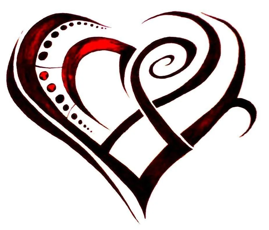 Diseño de corazón tribal en rojo