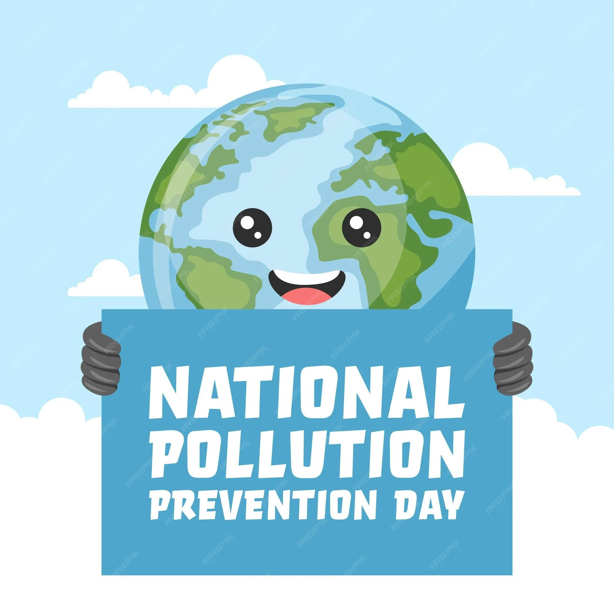 Diseño de dibujos animados del cartel del planeta tierra con texto del día nacional de prevención de la contaminación cartel para crear conciencia sobre el cuidado del medio ambiente | Vector Premium Diseño de dibujos animados del cartel del planeta tierra con texto del día nacional de prevención de la contaminación cartel para crear conciencia sobre el cuidado del medio ambiente | Vector Premium