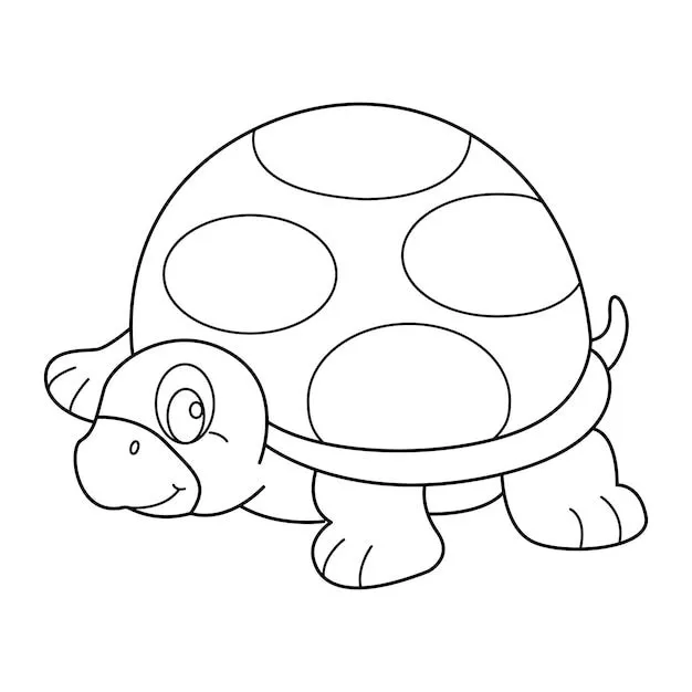 Diseño de dibujos animados de vector de contorno de tortuga sobre fondo blanco | Vector Premium Diseño de dibujos animados de vector de contorno de tortuga sobre fondo blanco | Vector Premium