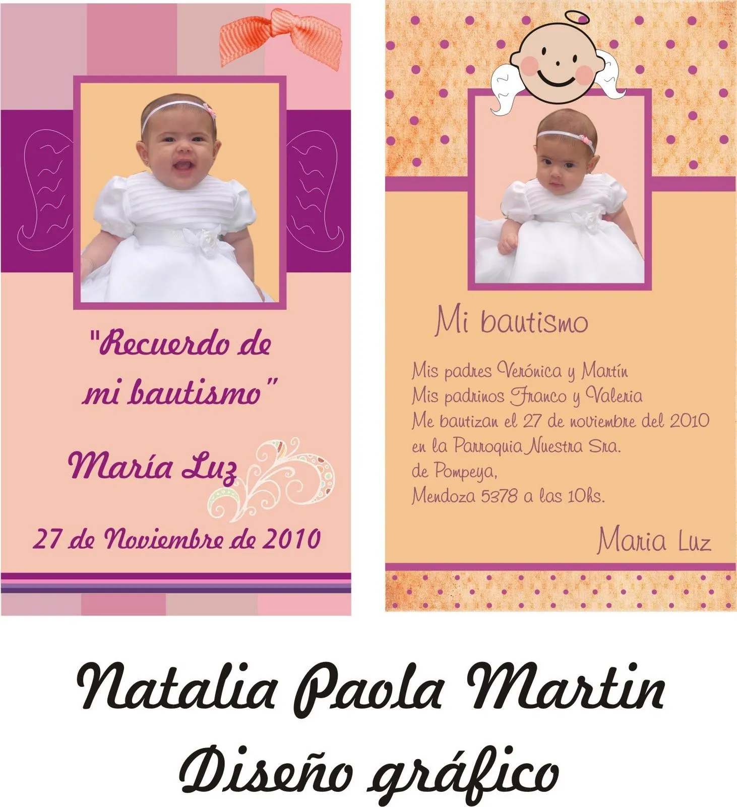 Diseño Gráfico Natalia Paola Martin: Tarjetas de Bautismo Diseño Gráfico Natalia Paola Martin: Tarjetas de Bautismo