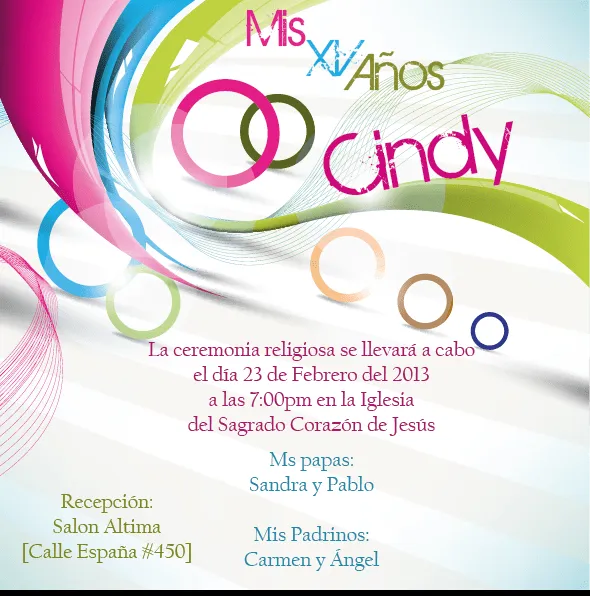 Diseño de cajitas, invitaciones, playeras, llaveros y pulseras ...