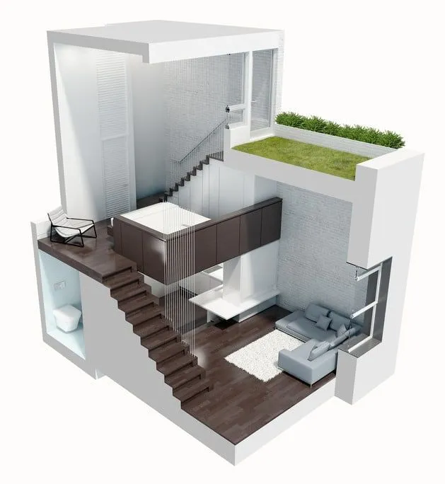Diseño de mini departamento moderno | Construye Hogar Diseño de mini departamento moderno | Construye Hogar