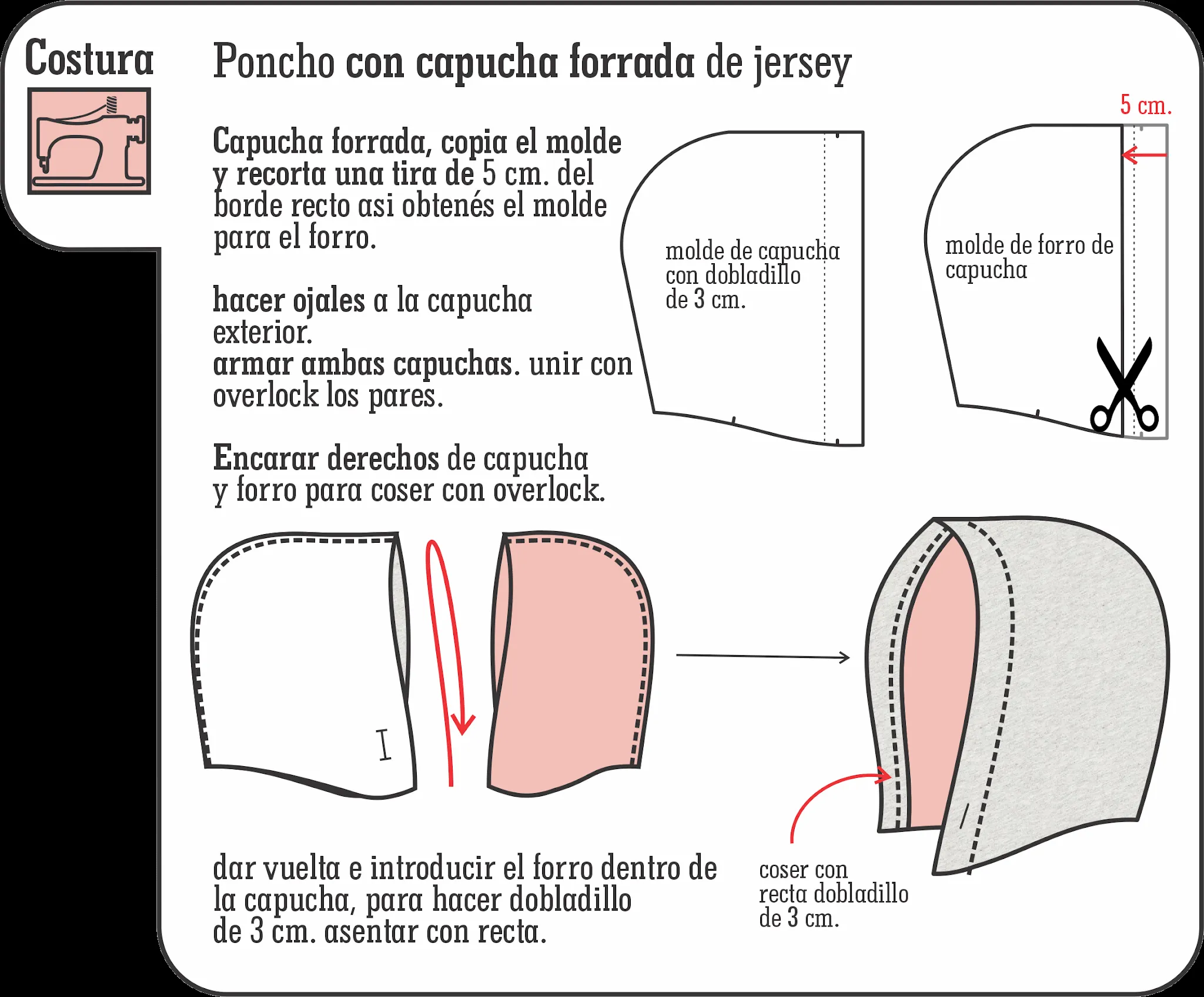 DISEÑO, MOLDES Y COSTURA: Poncho con capucha DISEÑO, MOLDES Y COSTURA: Poncho con capucha