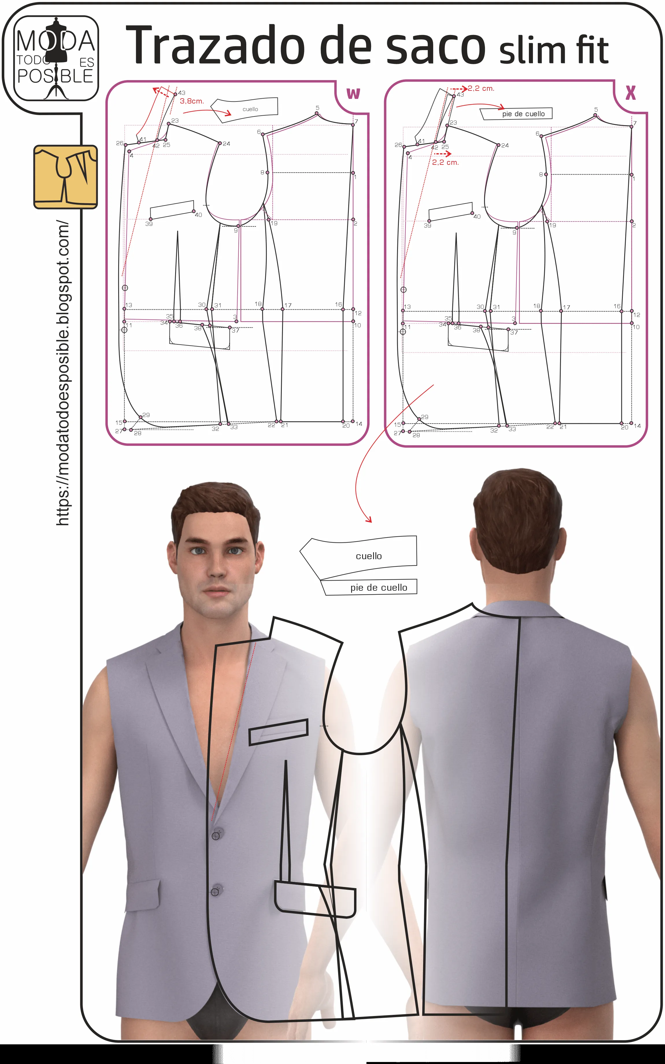 DISEÑO, MOLDES Y COSTURA: Transformacion para saco slim DISEÑO, MOLDES Y COSTURA: Transformacion para saco slim