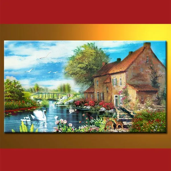 el más nuevo diseño de pinturas al óleo de la foto del paisaje ...