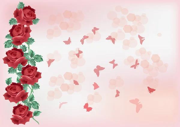 Diseño con rosas rojas y mariposas pequeñas — Vector stock © Dr ... Diseño con rosas rojas y mariposas pequeñas — Vector stock © Dr ...