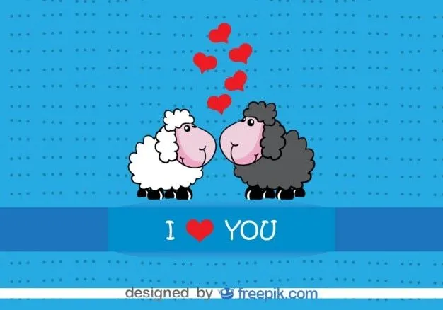 Diseño de tarjeta de San Valentín de ovejas de dibujos animados ... Diseño de tarjeta de San Valentín de ovejas de dibujos animados ...