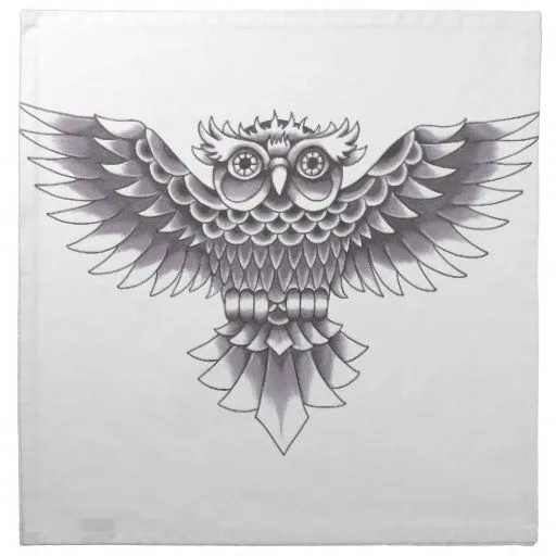 Diseño del tatuaje del búho de la escuela vieja servilleta | Zazzle Diseño del tatuaje del búho de la escuela vieja servilleta | Zazzle