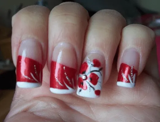 Diseño de Uñas: Diseño de uñas Rojas y Blancas Diseño de Uñas: Diseño de uñas Rojas y Blancas