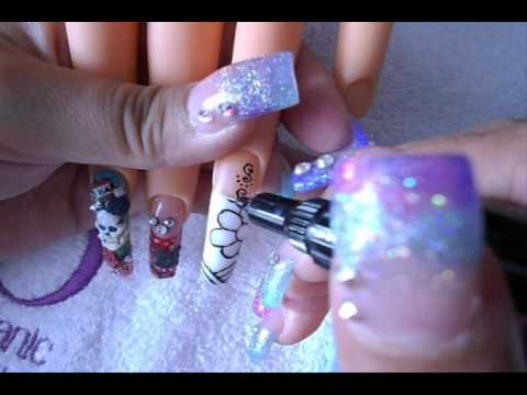 Diseño de uñas estilo sinaloa o esmaltado - YouTube