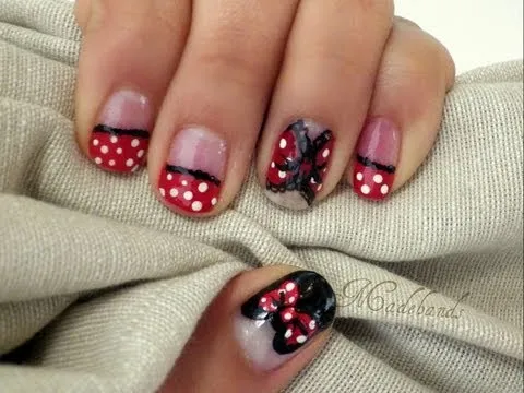Diseño de uñas Minnie mouse// Minnie mouse nail art - YouTube