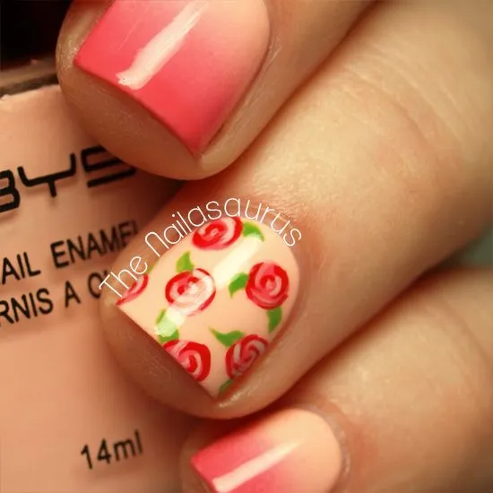 Diseño+de+uñas+de+rosas+con+ ...