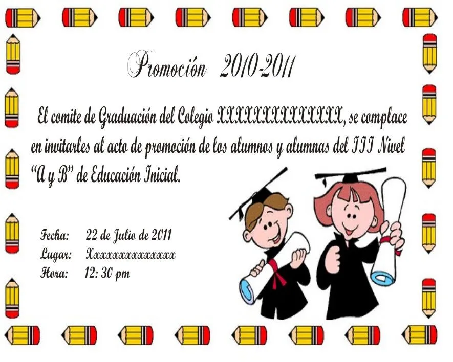 Tarjetas de invitación de graduación preescolar - Imagui Tarjetas de invitación de graduación preescolar - Imagui