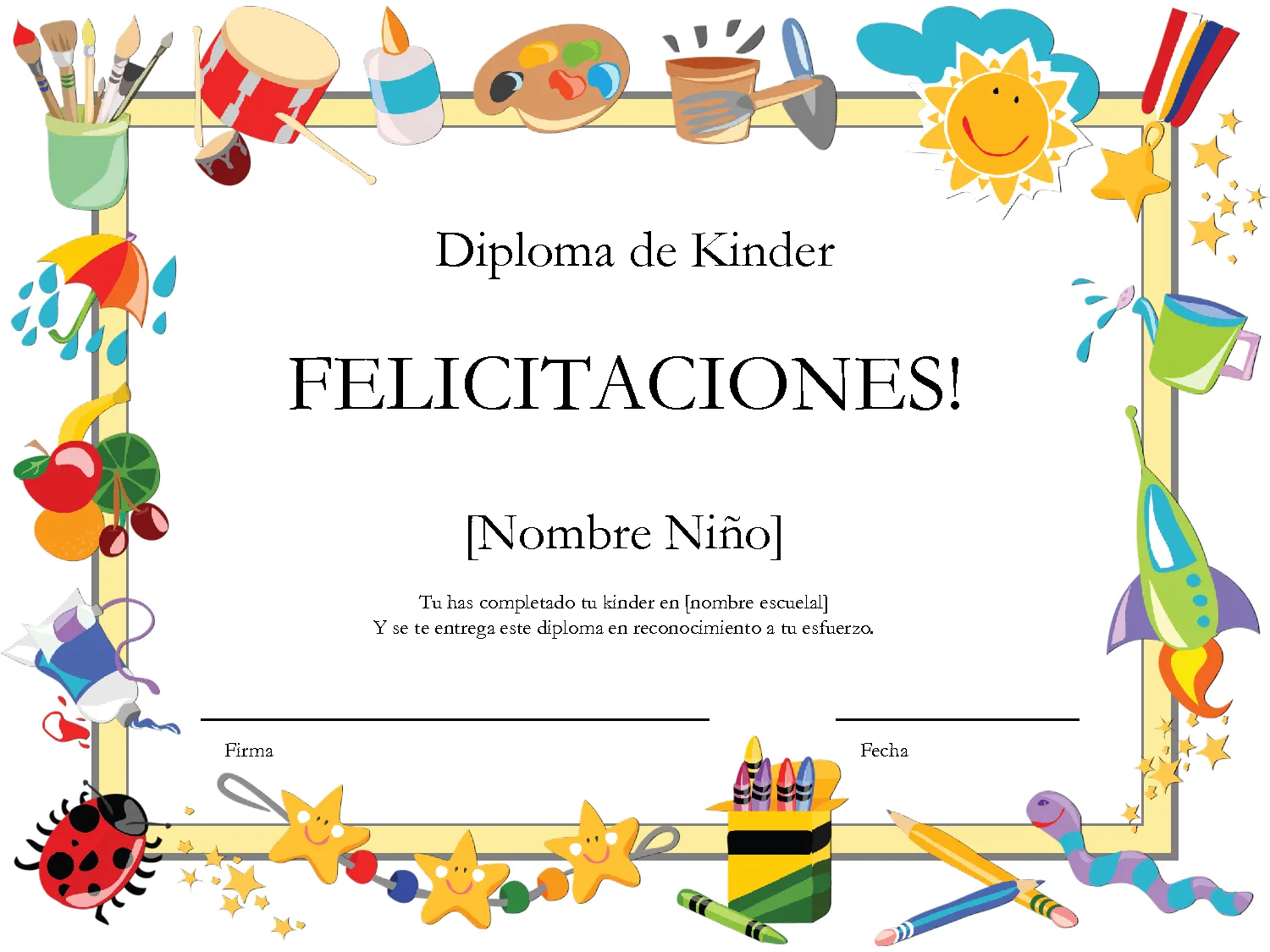 Diplomas para preescolar en word - Imagui