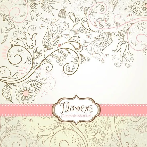 8 Diseños de flores papel digital y una frontera por GraphicMarket 8 Diseños de flores papel digital y una frontera por GraphicMarket