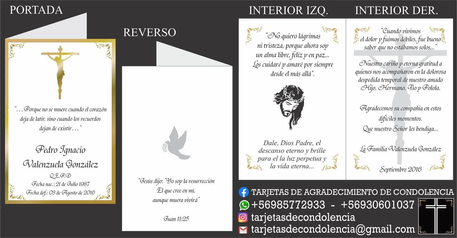 Diseños Formato Díptico Tarjetas de Condolencia - Whatsapp +56985772933 -  +56930601037 - Tarjetas de Agradecimiento de Condolencia. Cel. y Whatsapp:  +56930601037 - +56985772933 - tarjetasdecondolencia@gmail.com