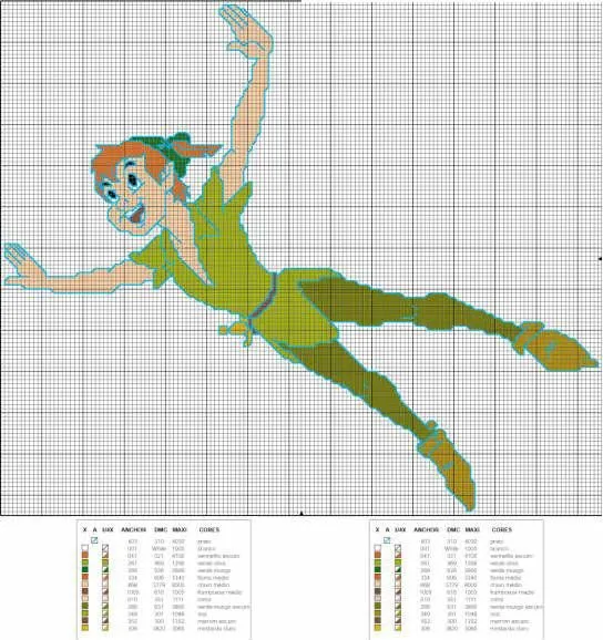 Diseños de Peter Pan para punto de cruz | Punto de cruz ...