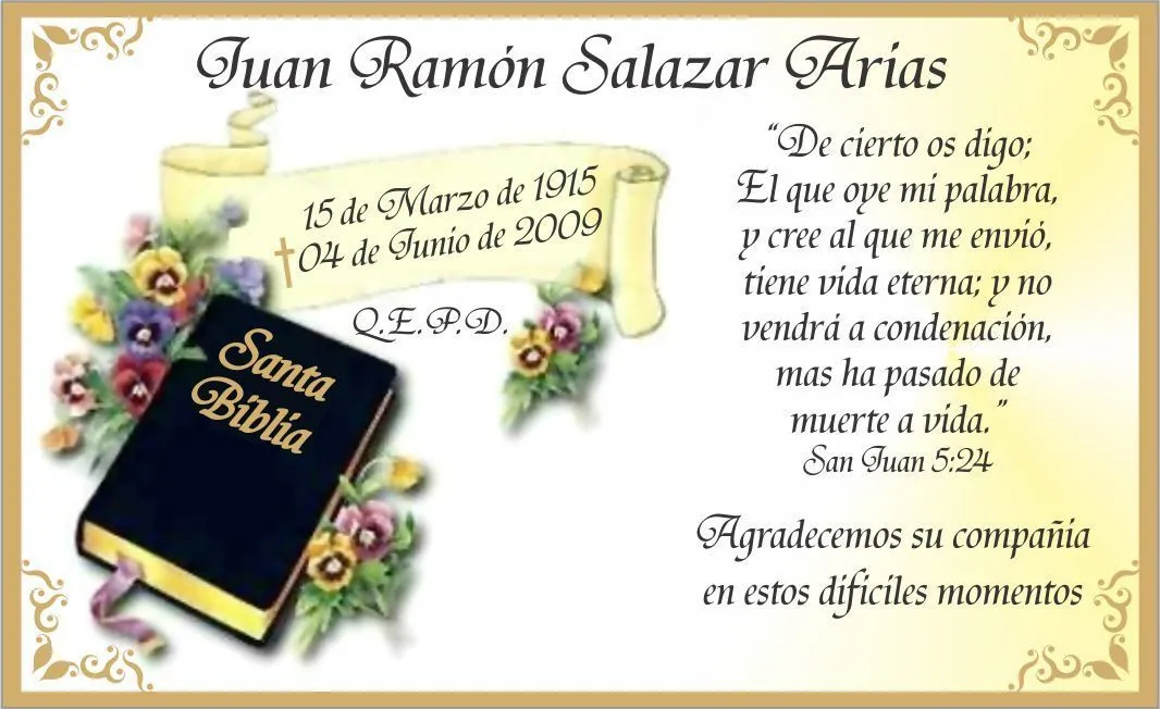 Diseños y/o Modelos de Tarjetas de Condolencia, Agradecimiento y/o ... Diseños y/o Modelos de Tarjetas de Condolencia, Agradecimiento y/o ...