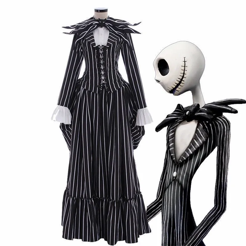 Disfraces de Cosplay de pesadilla de Navidad para hombre y mujer, traje para Halloween, disfraces de Jack Corpse, novia Cos, traje de rayas negras - AliExpress Disfraces de Cosplay de pesadilla de Navidad para hombre y mujer, traje para Halloween, disfraces de Jack Corpse, novia Cos, traje de rayas negras - AliExpress