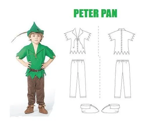 Carnaval, disfraz casero de Peter Pan con moldes - Disfraz casero Carnaval, disfraz casero de Peter Pan con moldes - Disfraz casero