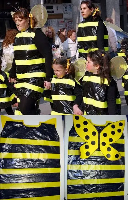 Disfraz de abeja con bolsas de basura - Manualidades Infantiles