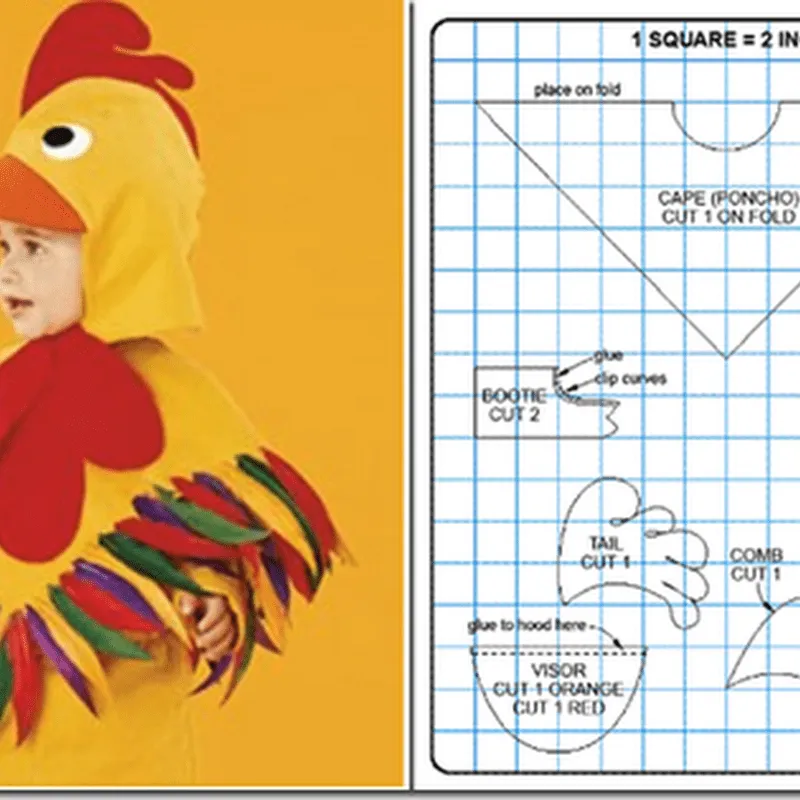Disfraz casero de gallo para bebé con patrones simples - TODO HALLOWEEN Disfraz casero de gallo para bebé con patrones simples - TODO HALLOWEEN