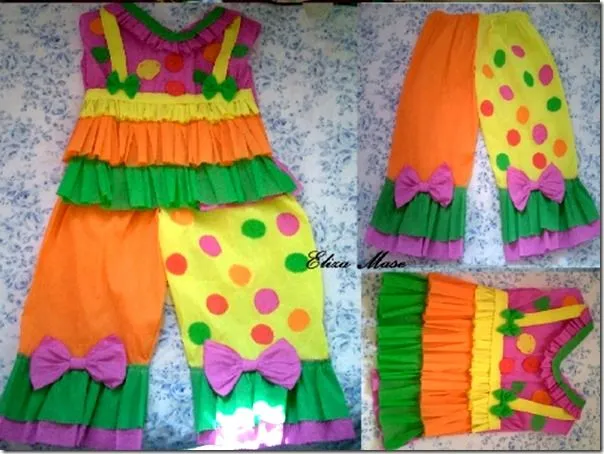 Disfraz casero de Payaso hecho en papel crepe Disfraz casero de Payaso hecho en papel crepe