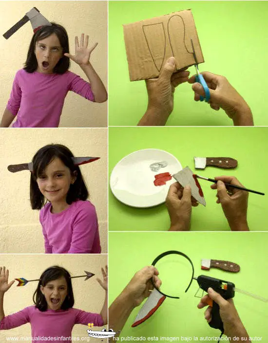 Disfraz del cuchillo en la cabeza - Manualidades Infantiles Disfraz del cuchillo en la cabeza - Manualidades Infantiles