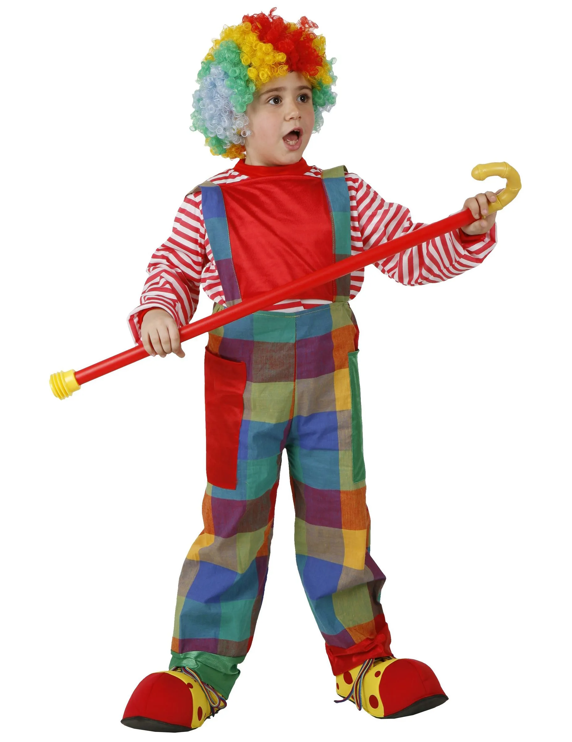 Disfraz de payaso a cuadros de varios colores para niño Disfraz de payaso a cuadros de varios colores para niño