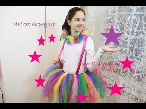 Disfraz de payaso con falda de tul sin coser - YouTube Disfraz de payaso con falda de tul sin coser - YouTube