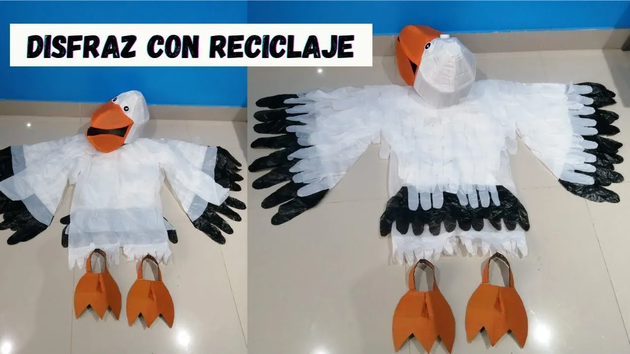 Hago un disfraz de pelícano con bolsas y cartòn ♻ Hago un disfraz de pelícano con bolsas y cartòn ♻