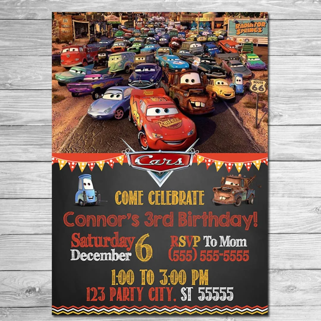 Disney Cars Invitación Pizarra Lightning McQueen Invitación - Etsy México Disney Cars Invitación Pizarra Lightning McQueen Invitación - Etsy México