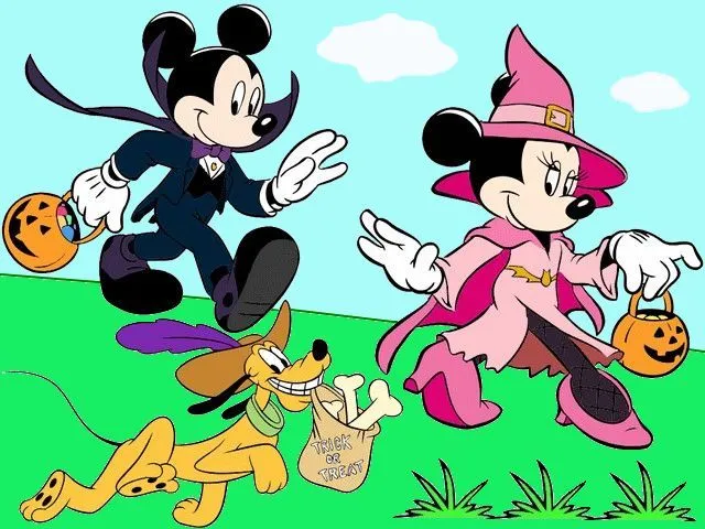 Disney Halloween Mickey and Minnie Mouse with Pluto Wallpaper ...