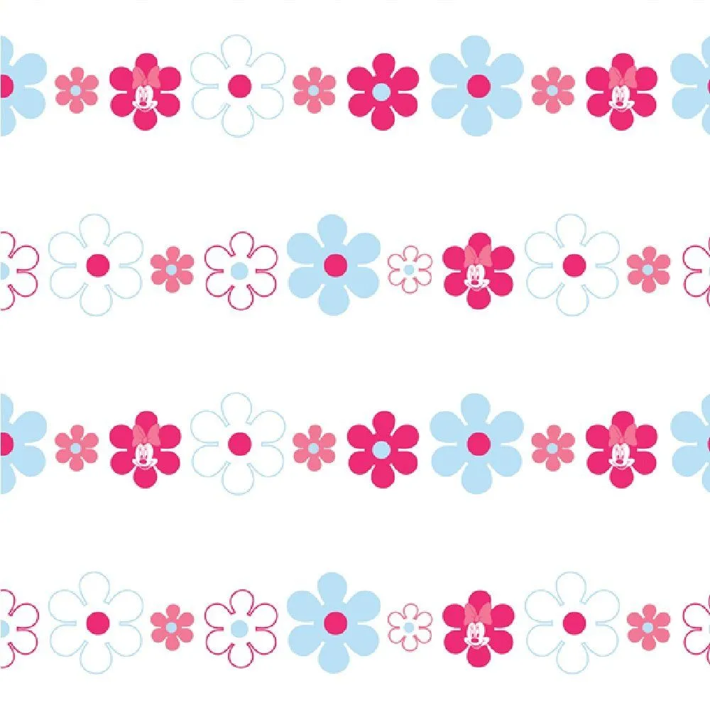 Disney Minnie Mouse Bows Daisies Pink Blue Childrens Wallpaper Df72099